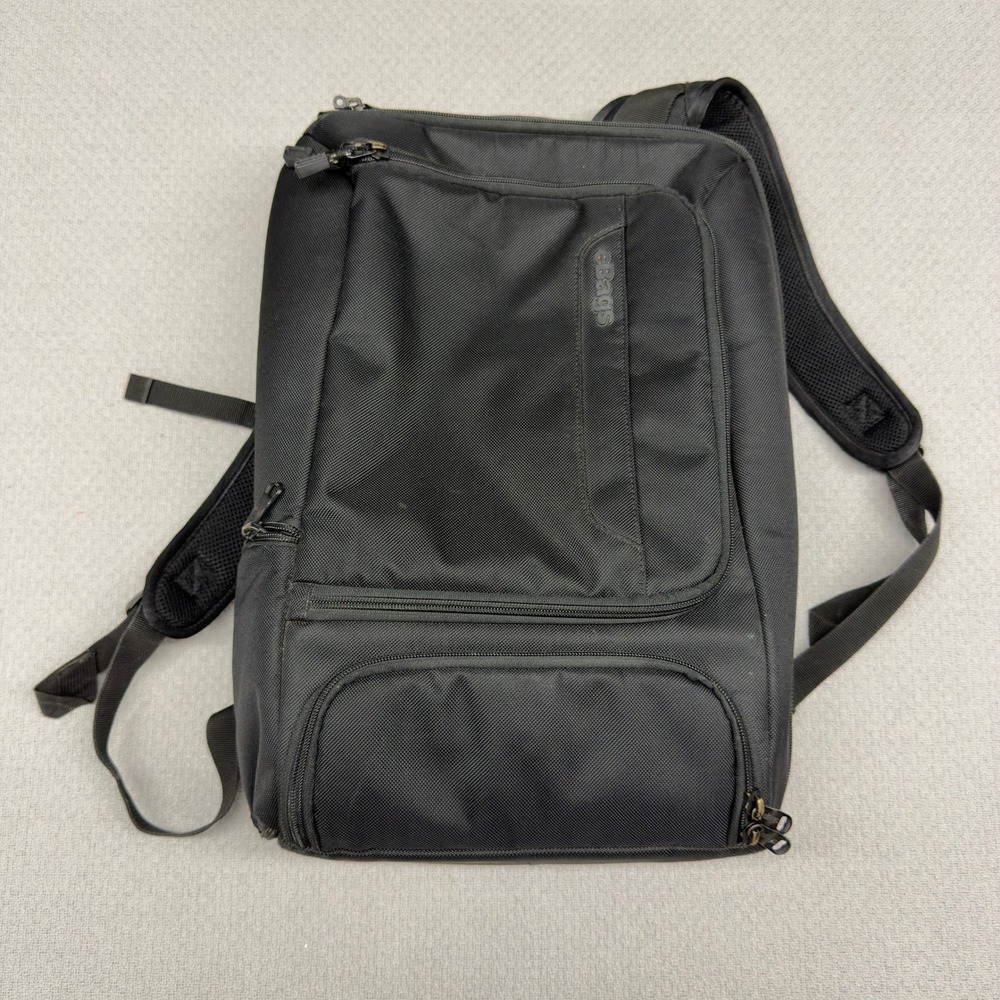 eBags Professional Slim Laptop Backpack Black Orange Nylon Travel Bag Pockets